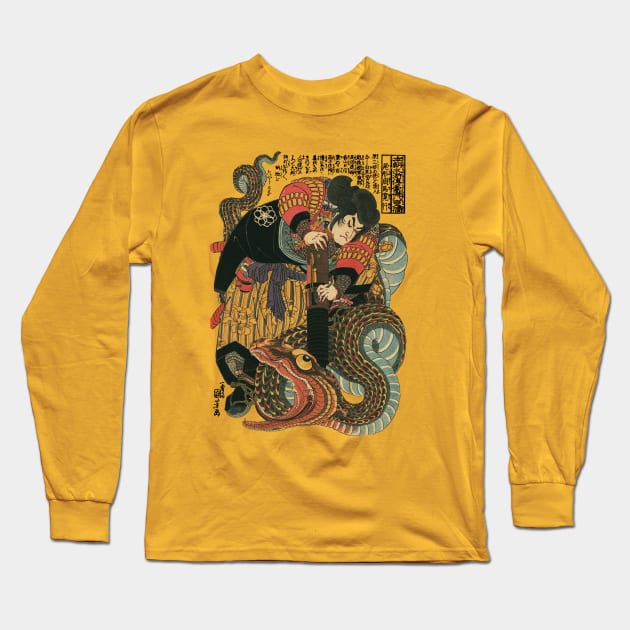 Samurai and monster serpent / Utagawa Kuniyoshi  ukiyoe art Long Sleeve T-Shirt by kanchan